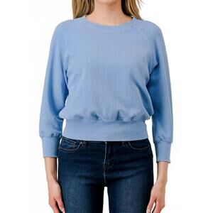 NEW HASHTTAG quarter sleeve sweatshirt in cornflower blue